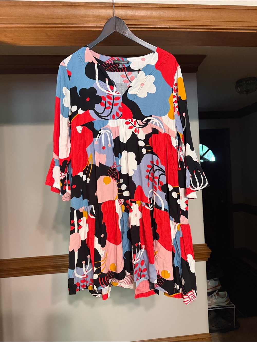 Vibrant Floral Tiered Mini Dress - Multicolor